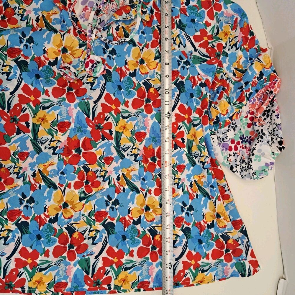 Umgee Women's L Boxy Cut Floral Painted Petals Top 3/4 Sleeve - Picture 6 of 7